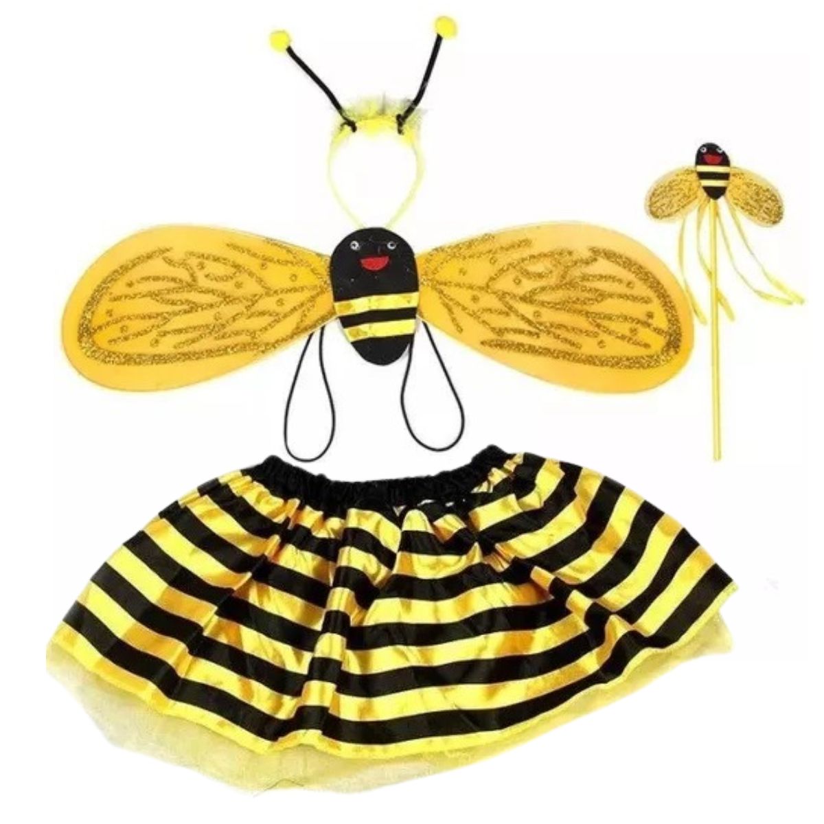 Kit Fantasia Asa de Abelhinha Acessórios Infantil 4 Peças Kit Fantasia Asa de Abelhinha Acessórios Infantil 4 Peças